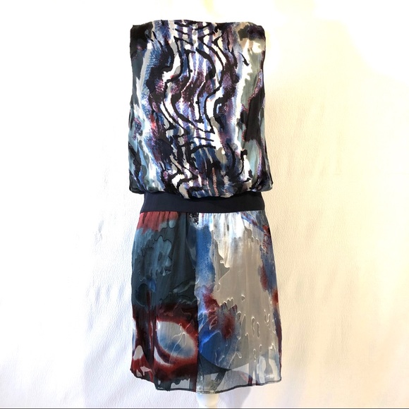 Julie Dillon Silk Drop Waist Abstract Print Dress - Picture 6 of 8